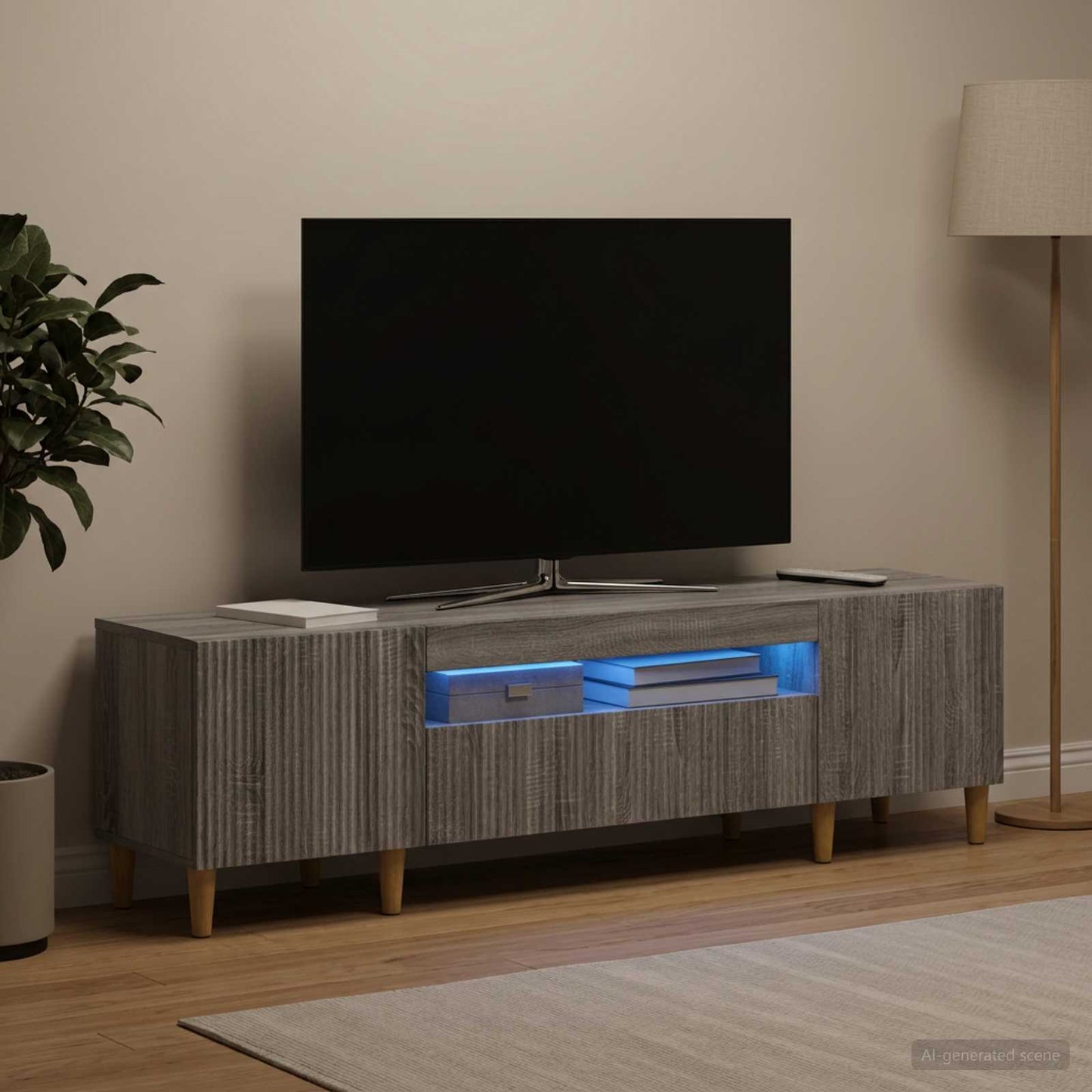 LED TV Cabinet Grey Sonoma Engineered Wood
