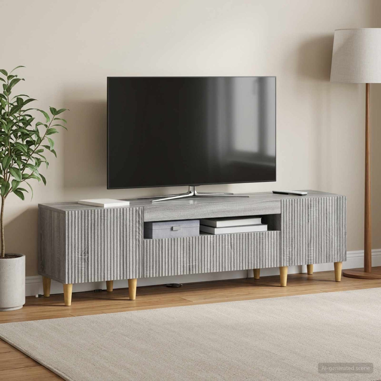 LED TV Cabinet Grey Sonoma Engineered Wood