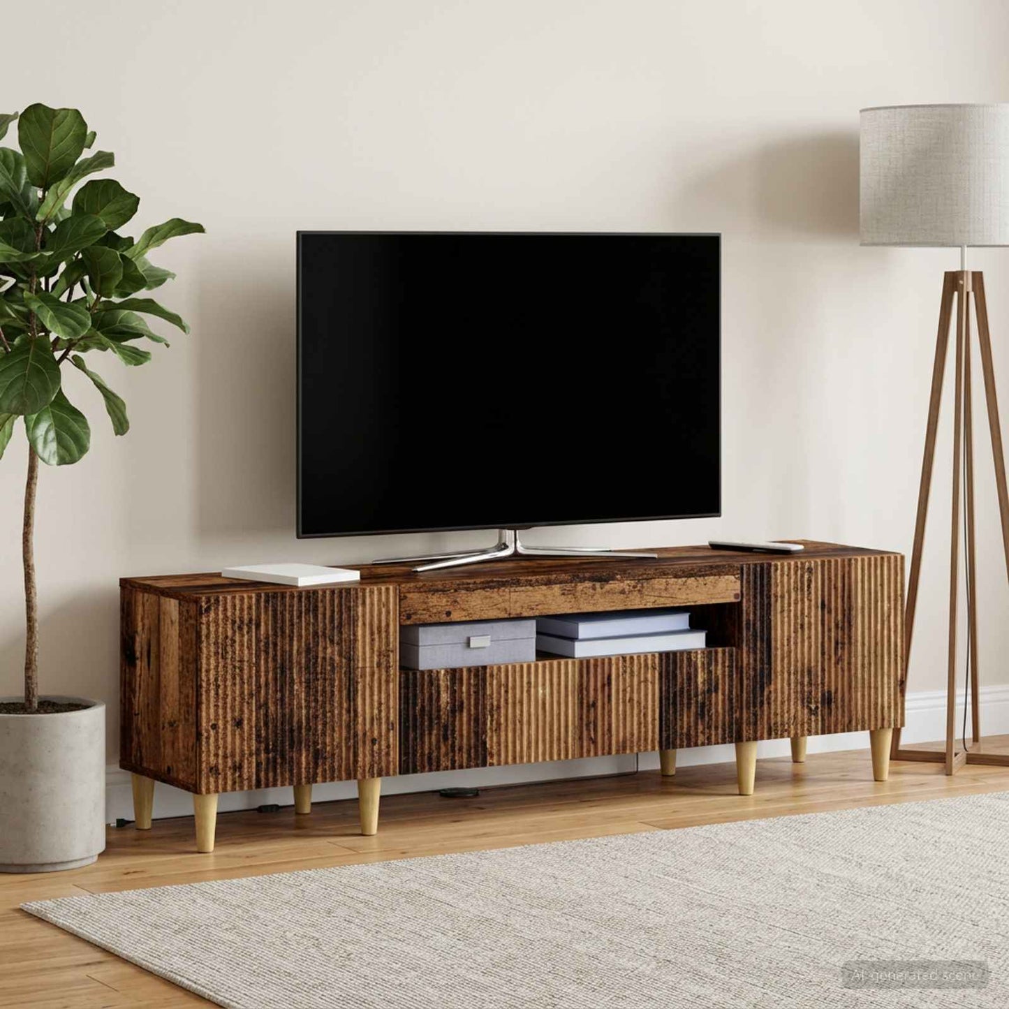LED TV Cabinet Old Wood Engineered Wood