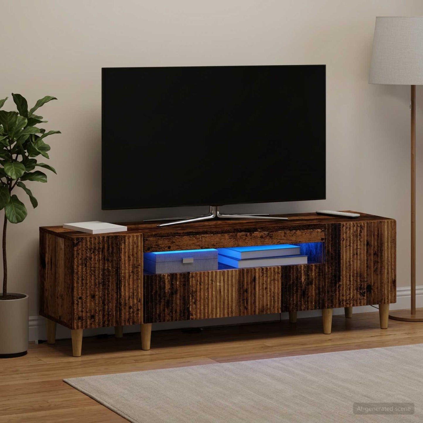 LED TV Cabinet Old Wood Engineered Wood
