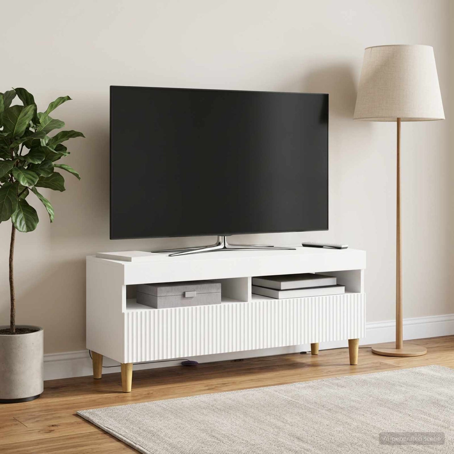 LED TV Cabinet White Engineered Wood