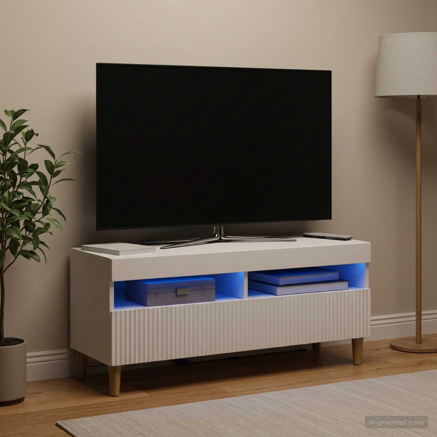 LED TV Cabinet White Engineered Wood