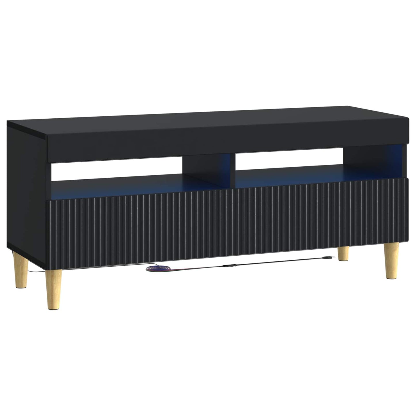 LED TV Cabinet Black Engineered Wood