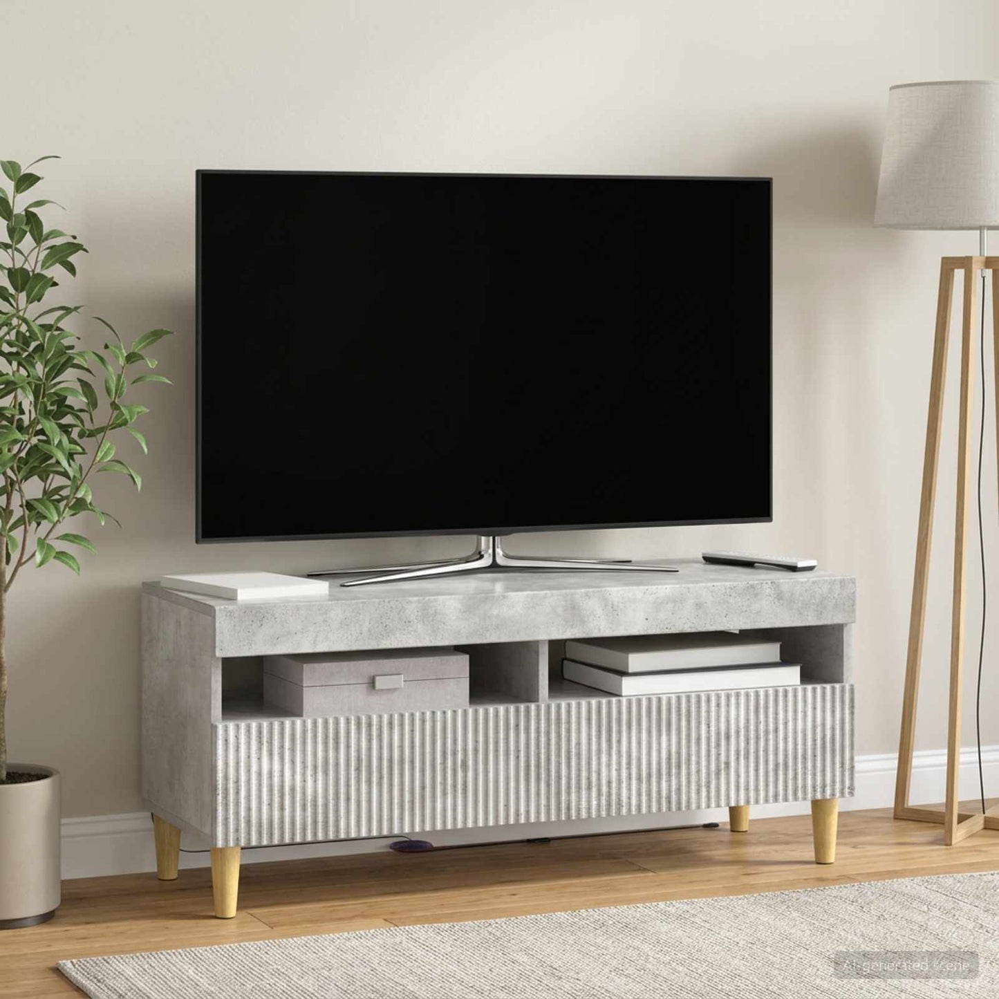 LED TV Cabinet Concrete Grey Engineered Wood