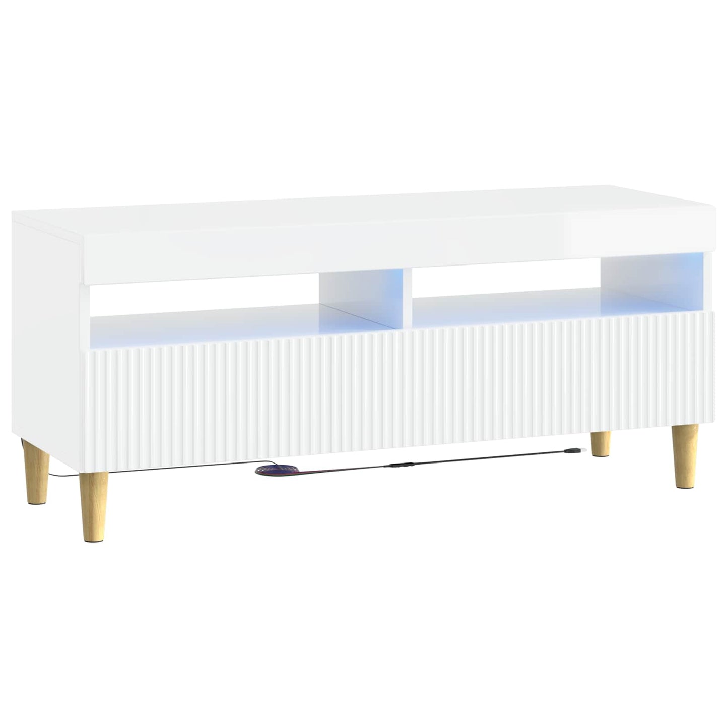 LED TV Cabinet High Gloss White Engineered Wood