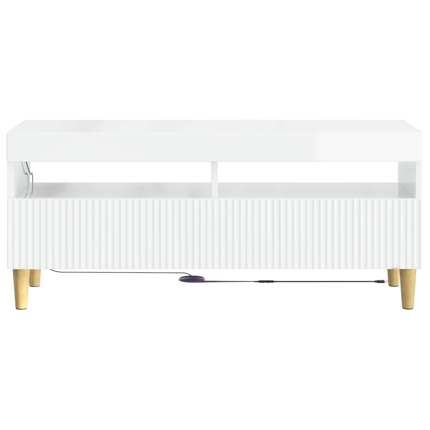 LED TV Cabinet High Gloss White Engineered Wood