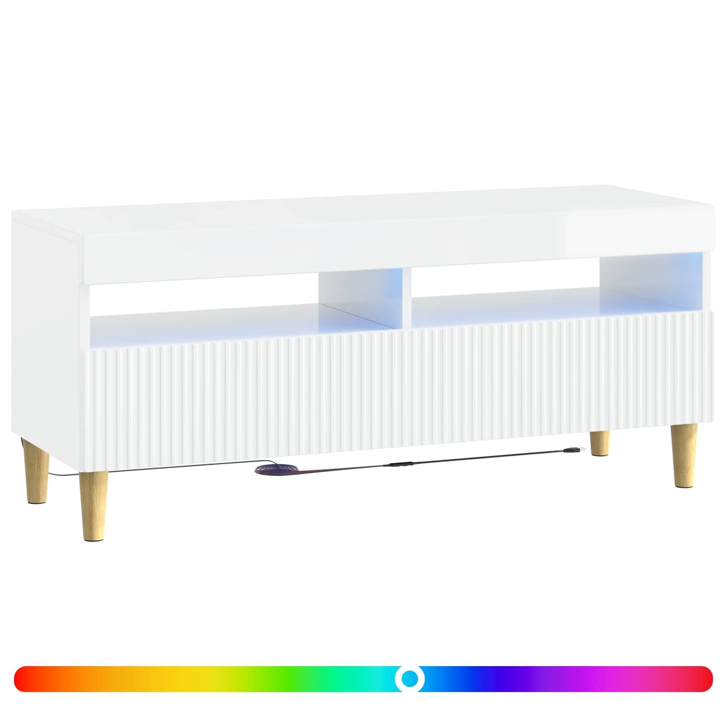 LED TV Cabinet High Gloss White Engineered Wood