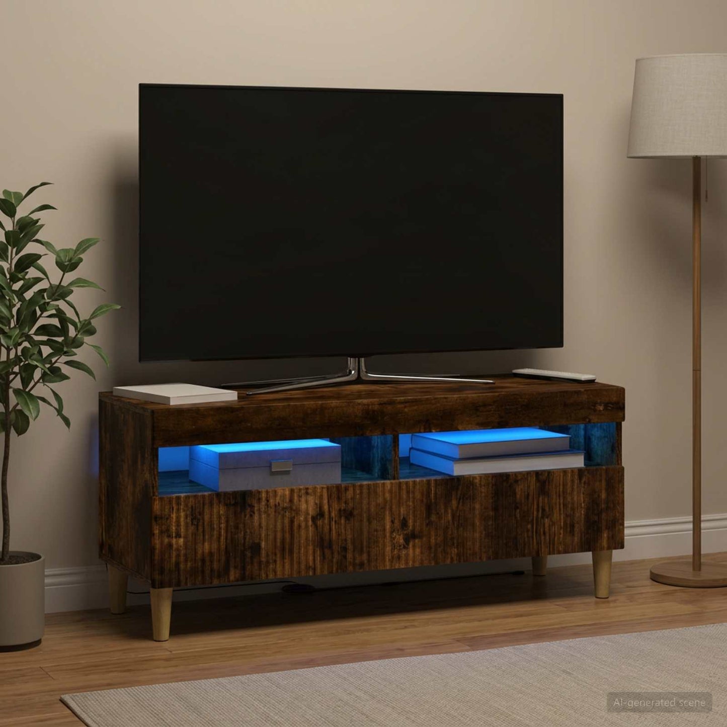 LED TV Cabinet Smoked Oak Engineered Wood