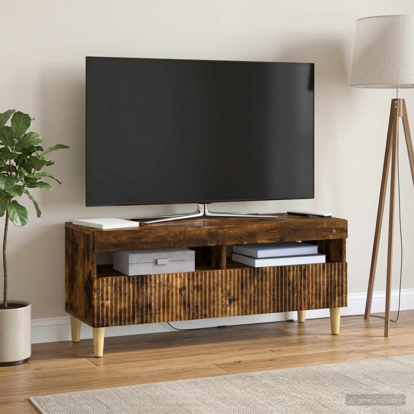 LED TV Cabinet Smoked Oak Engineered Wood