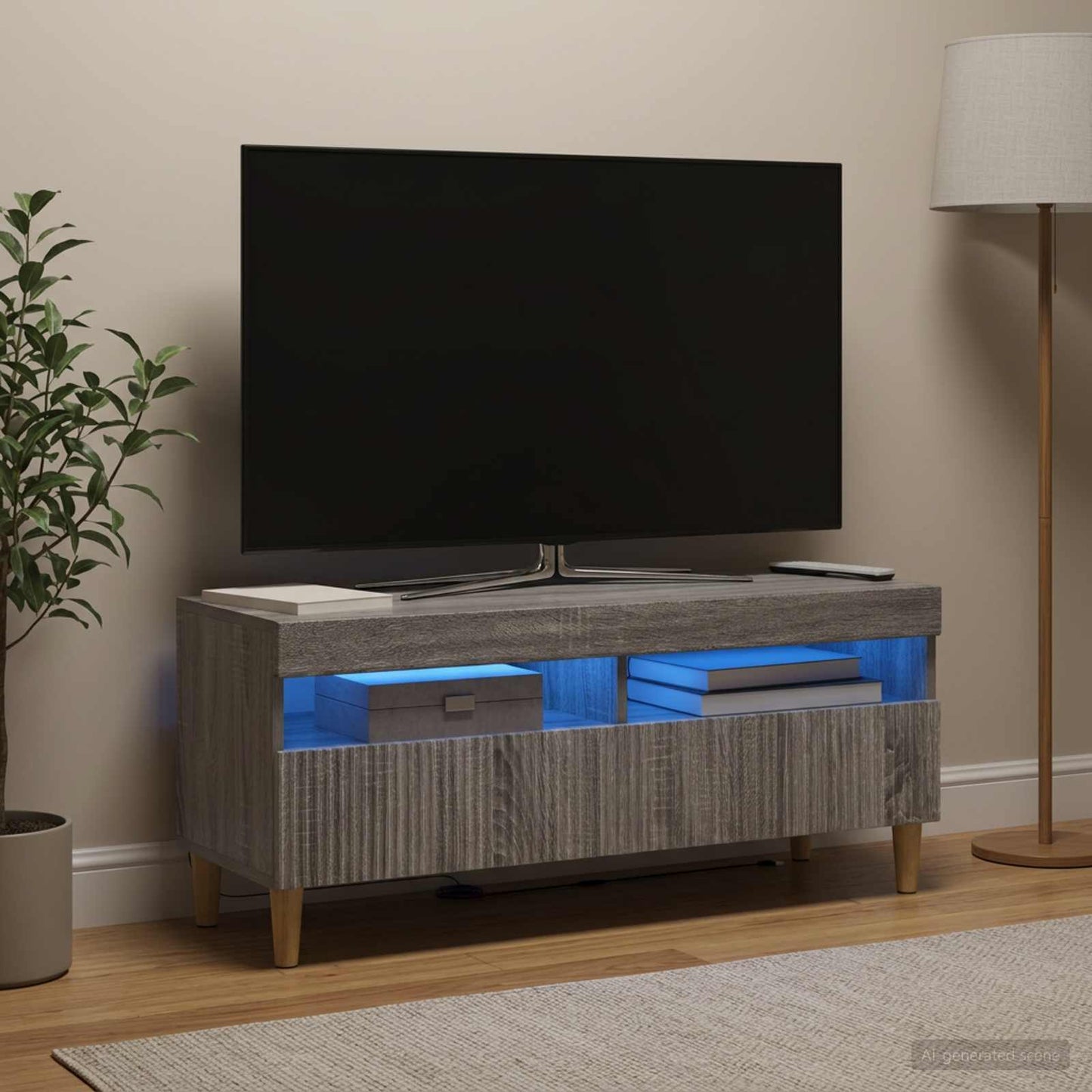 LED TV Cabinet Grey Sonoma Engineered Wood