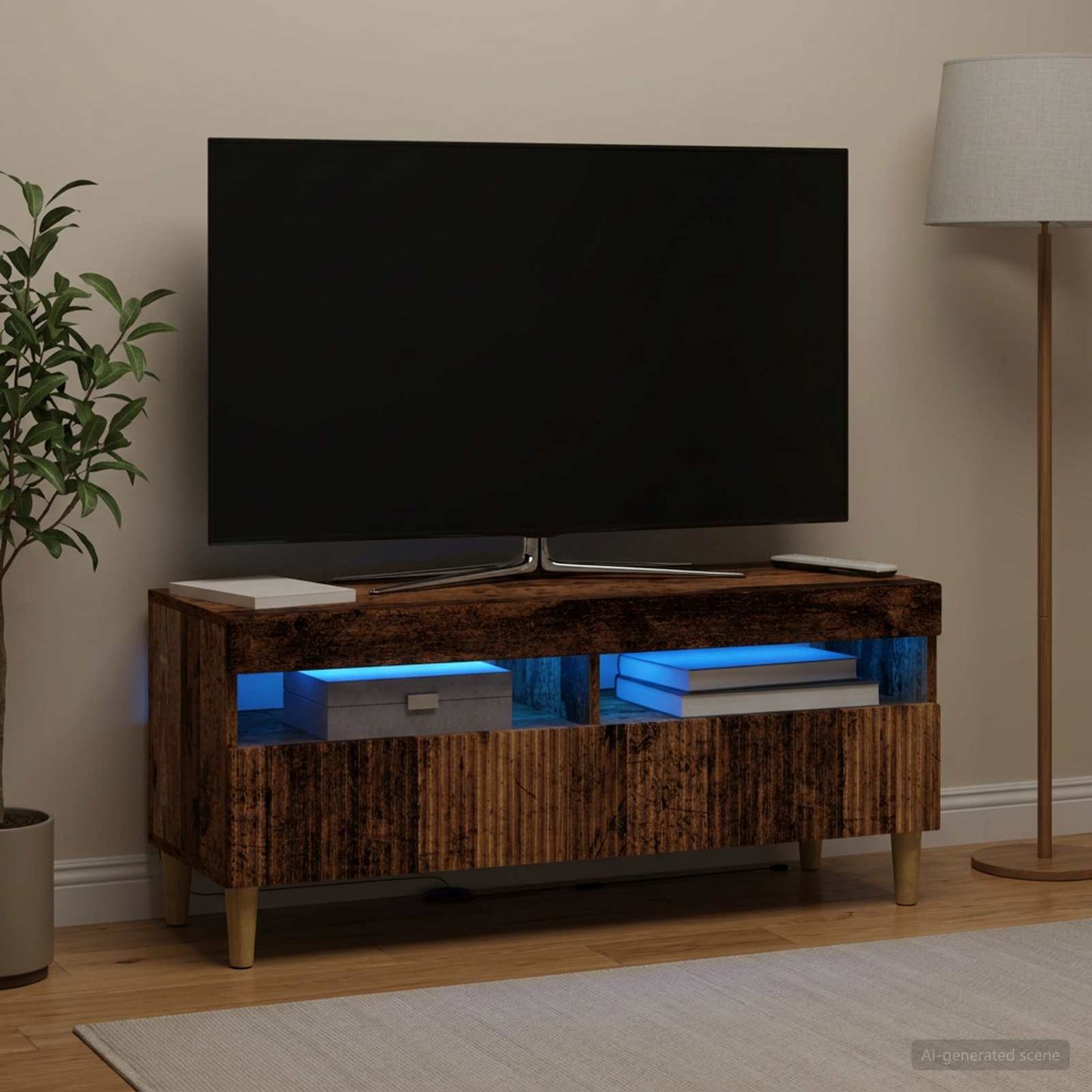 LED TV Cabinet Old Wood Engineered Wood