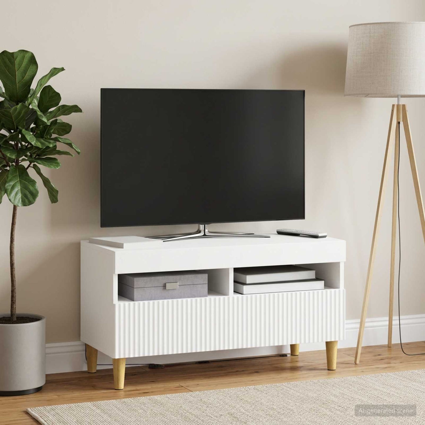 LED TV Cabinet White Engineered Wood