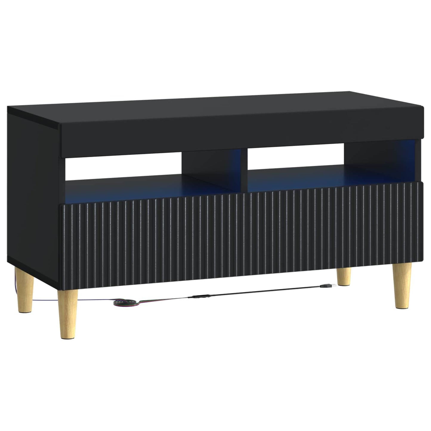 LED TV Cabinet Black Engineered Wood