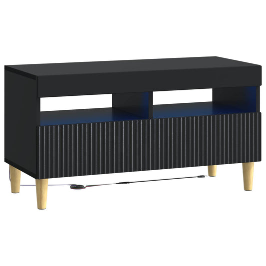 LED TV Cabinet Black Engineered Wood