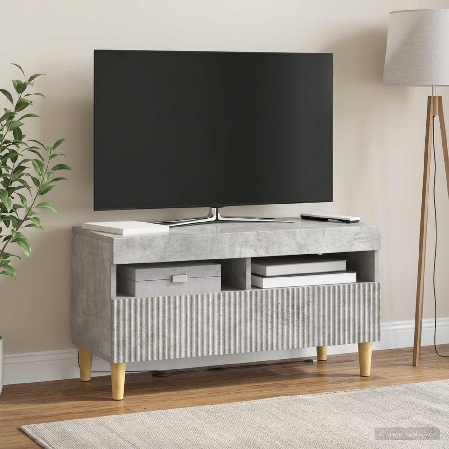 LED TV Cabinet Concrete Grey Engineered Wood