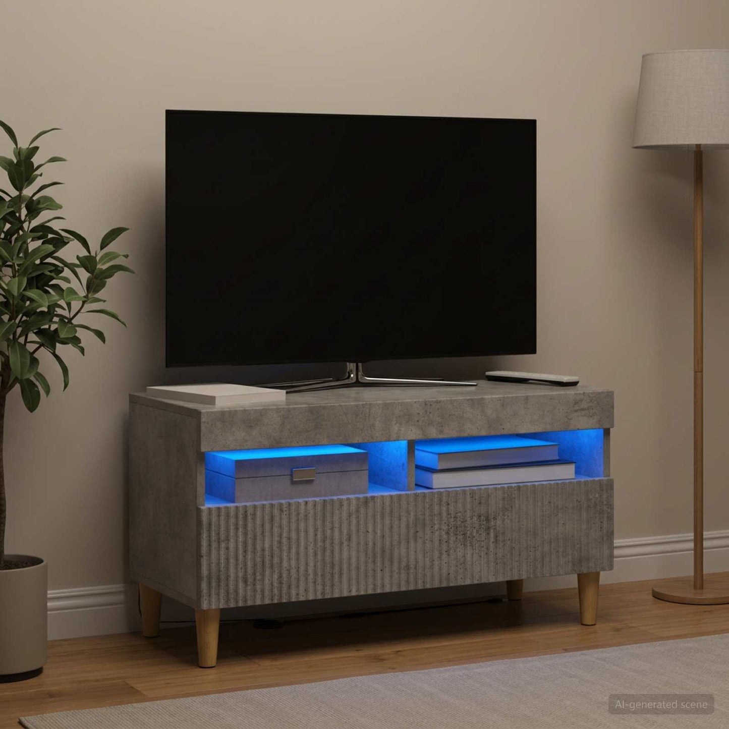 LED TV Cabinet Concrete Grey Engineered Wood