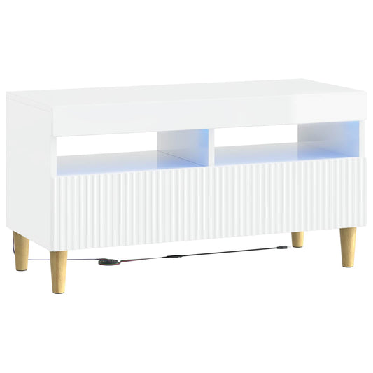 LED TV Cabinet High Gloss White Engineered Wood