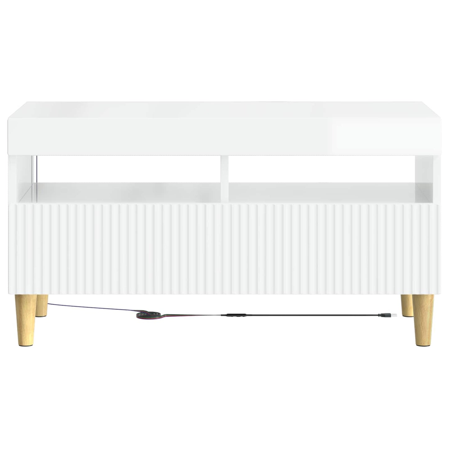 LED TV Cabinet High Gloss White Engineered Wood