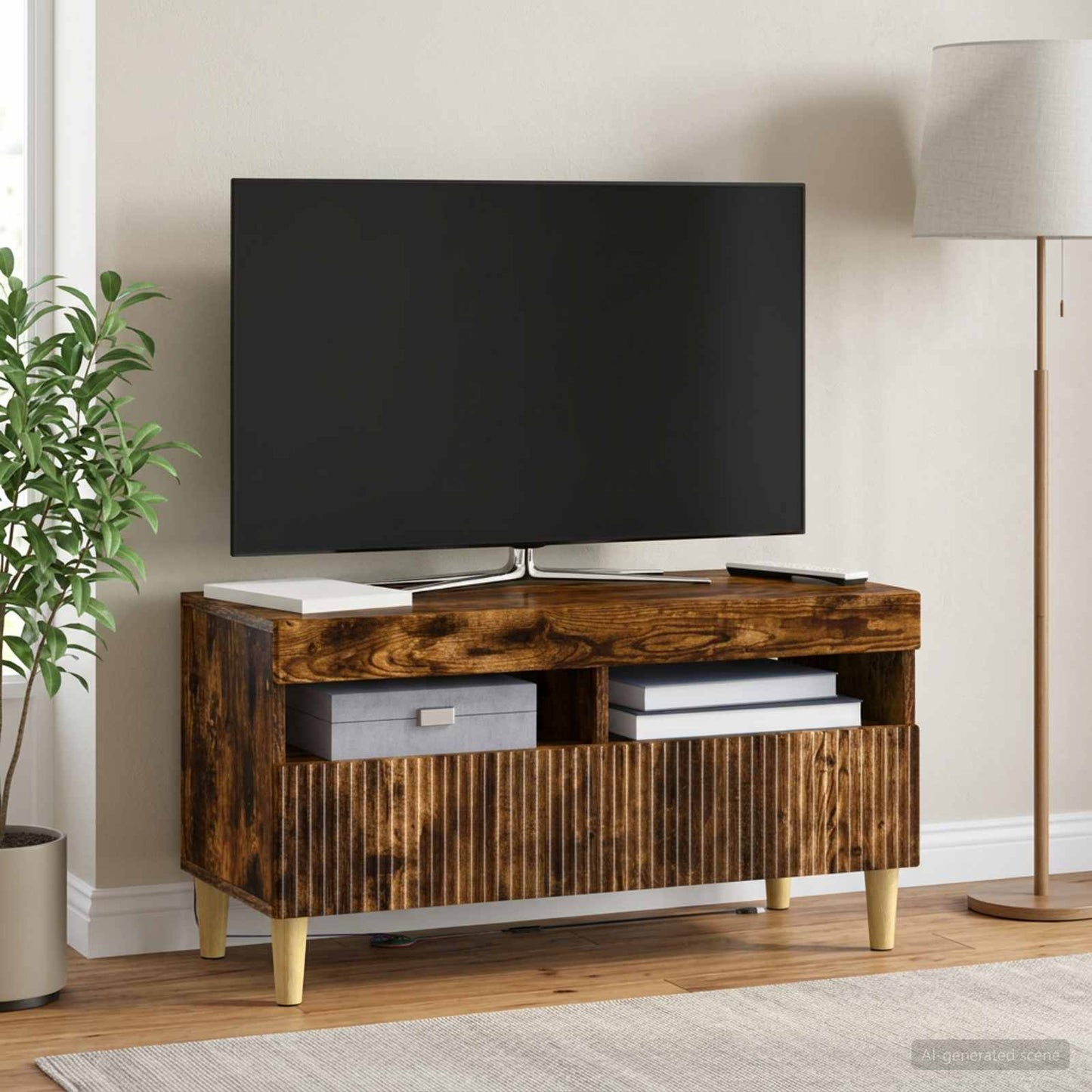LED TV Cabinet Smoked Oak Engineered Wood