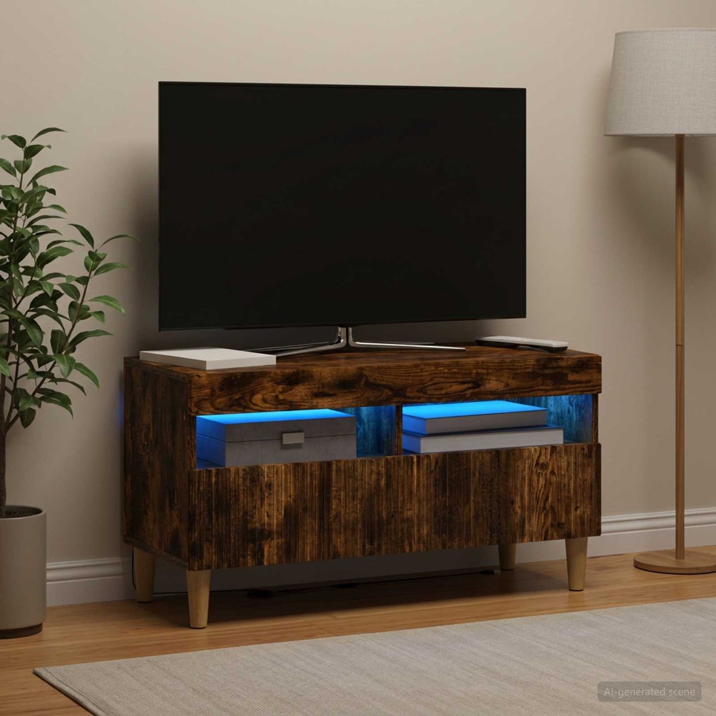 LED TV Cabinet Smoked Oak Engineered Wood