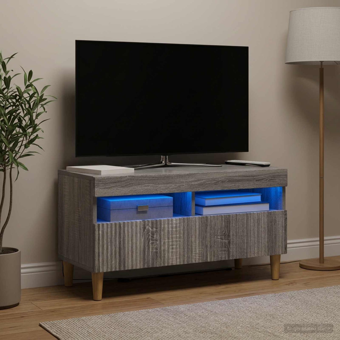 LED TV Cabinet Grey Sonoma Engineered Wood