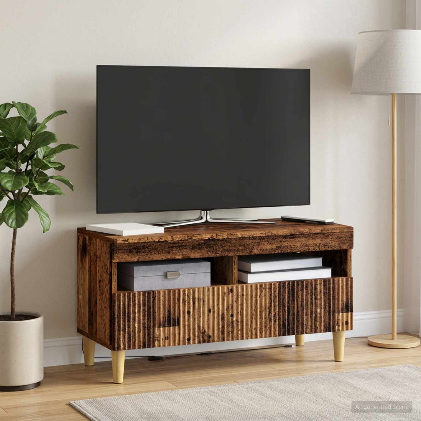 LED TV Cabinet Old Wood Engineered Wood