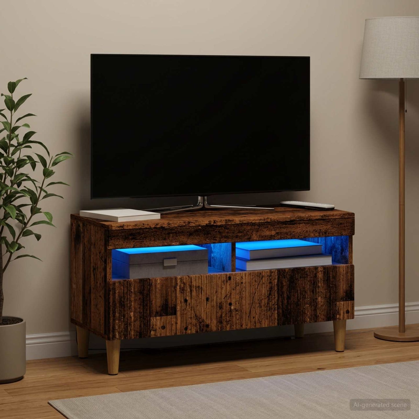 LED TV Cabinet Old Wood Engineered Wood