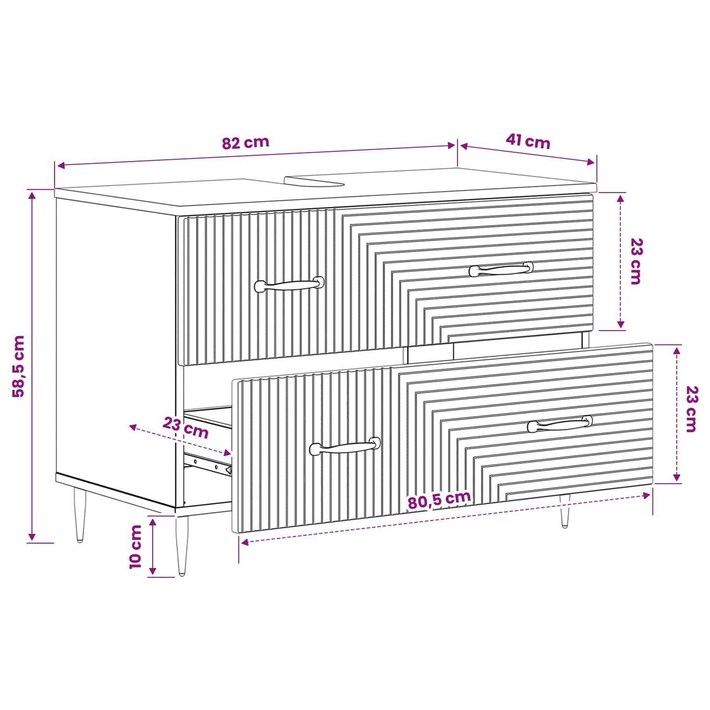 Bathroom Sink Cabinet HAARLEM White 82 x 41x 58.5 cm