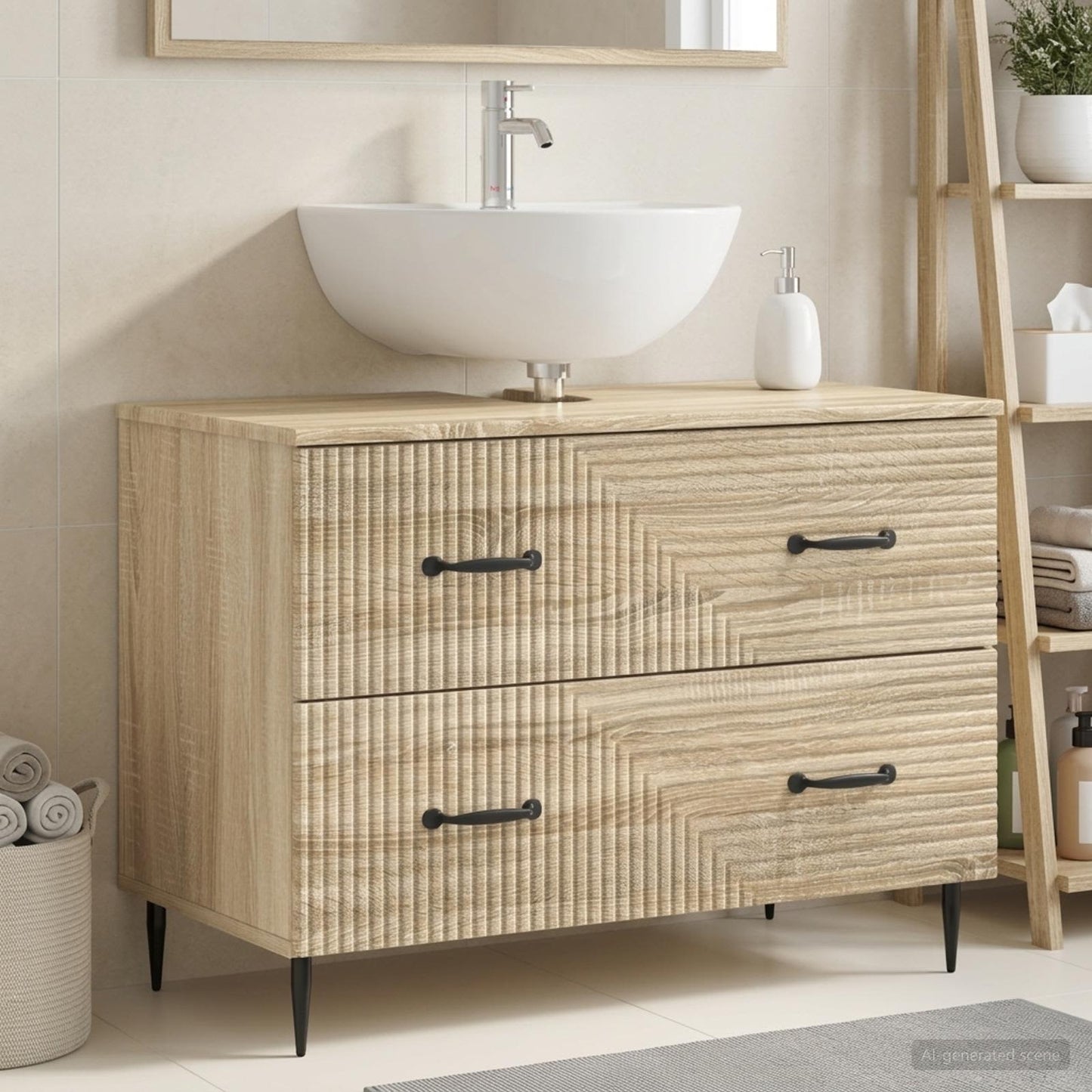 Bathroom Sink Cabinet HAARLEM Sonoma Oak 82 x 41x 58.5 cm