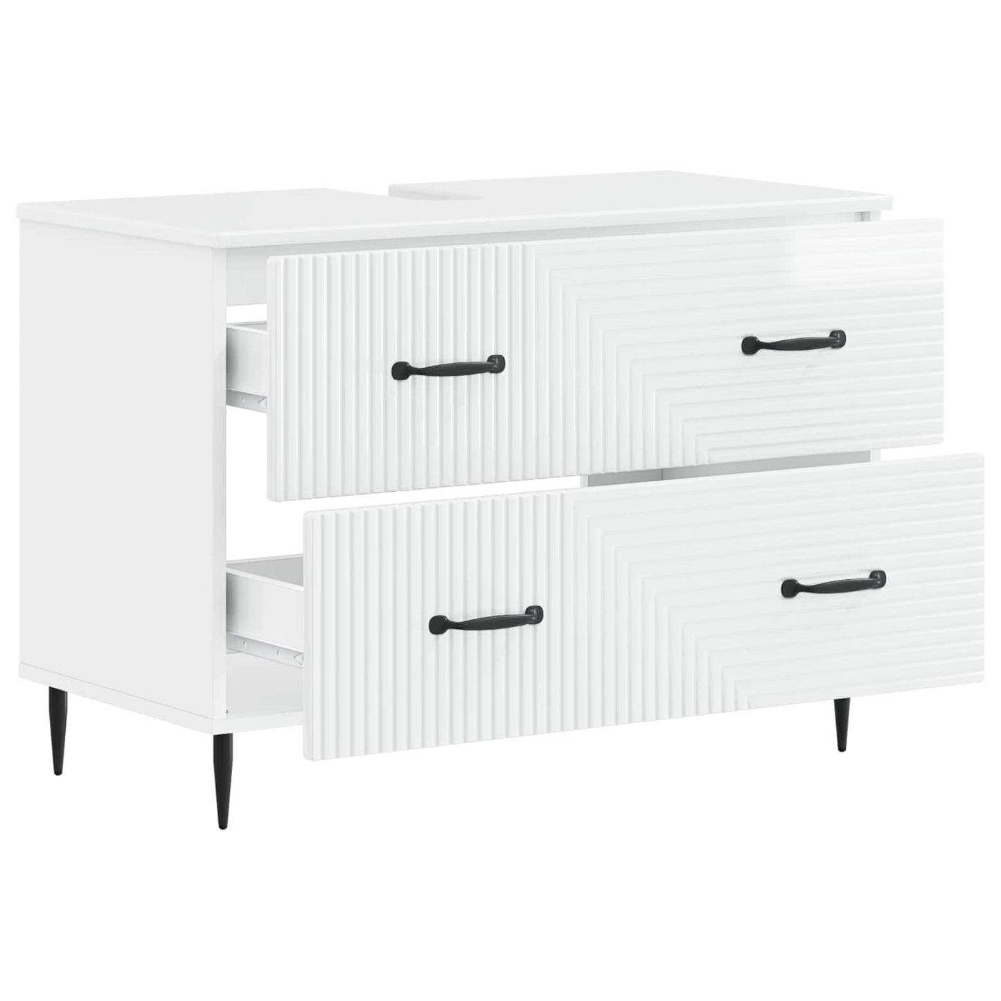 Bathroom Sink Cabinet HAARLEM High Gloss White 82 x 41x 58.5 cm