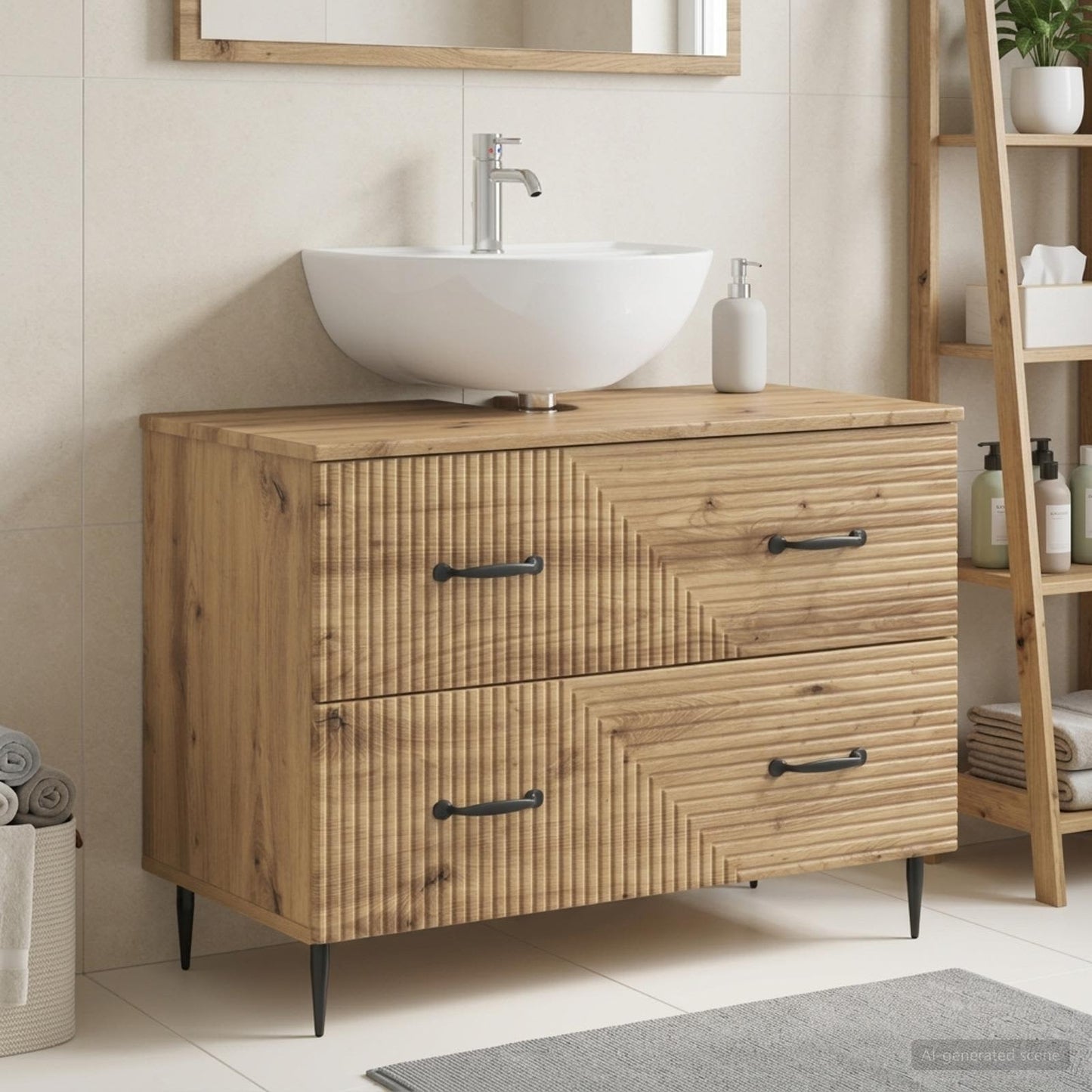 Bathroom Sink Cabinet HAARLEM Artisan Oak 82 x 41x 58.5 cm