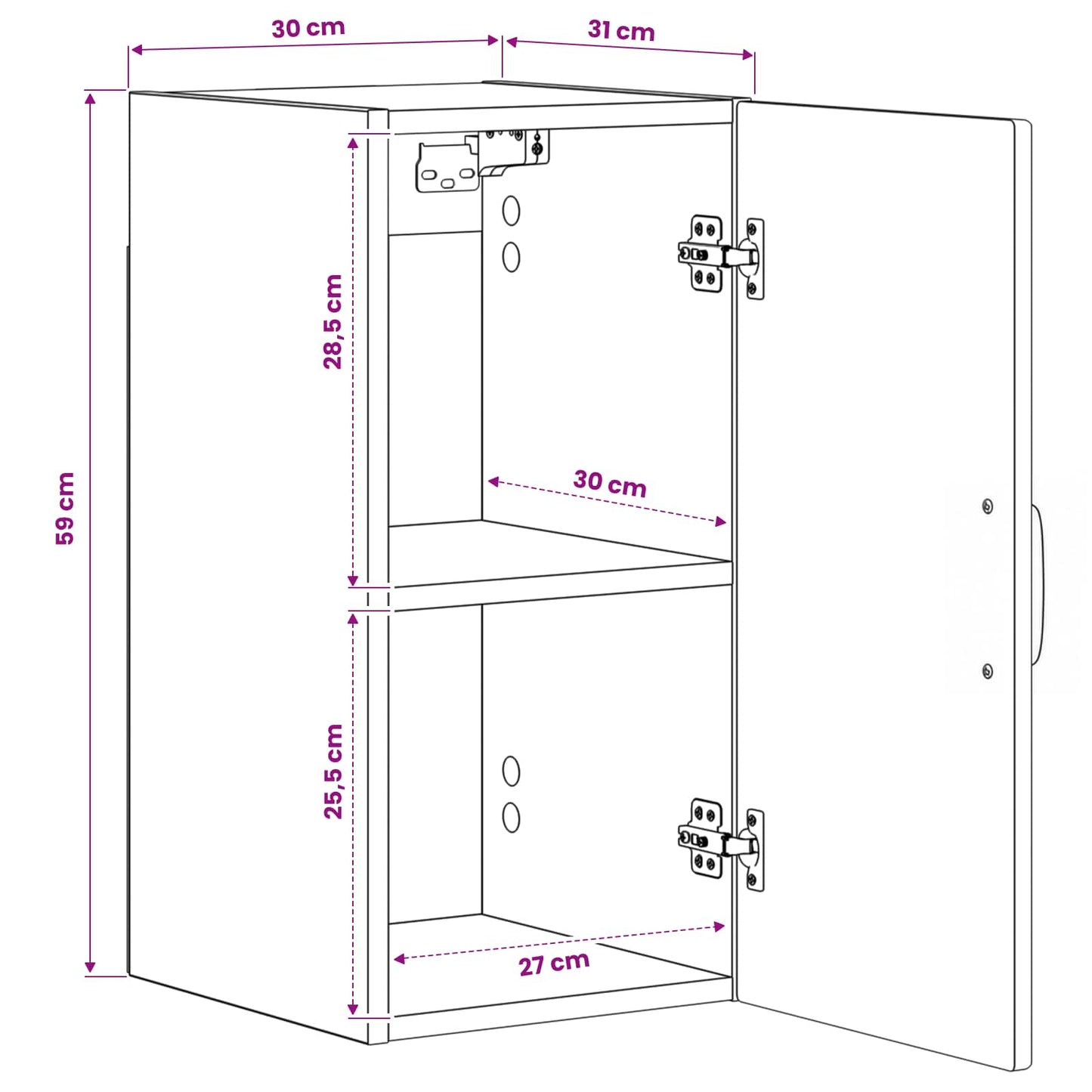 Bathroom Wall Cabinet HAARLEM Black 30 x 31 x 59 cm