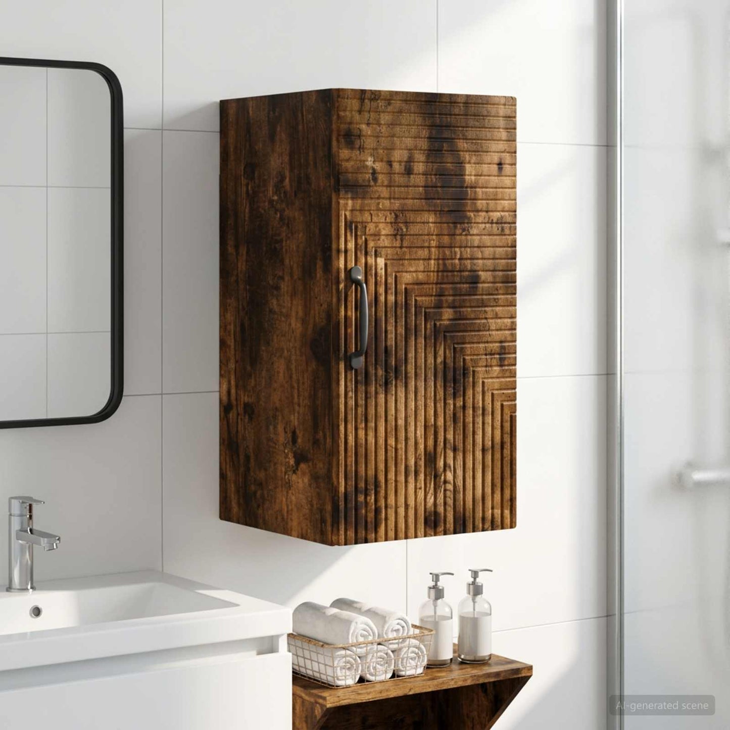 Bathroom Wall Cabinet HAARLEM Smoked Oak 30 x 31 x 59 cm