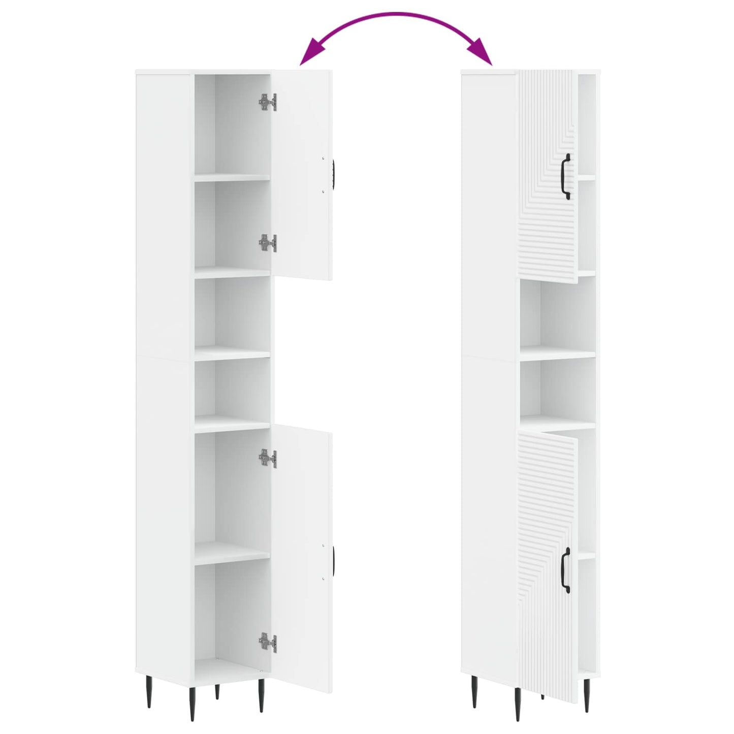Bathroom Cabinet with Open Shelf HAARLEM White 30 x 31 x 190 cm