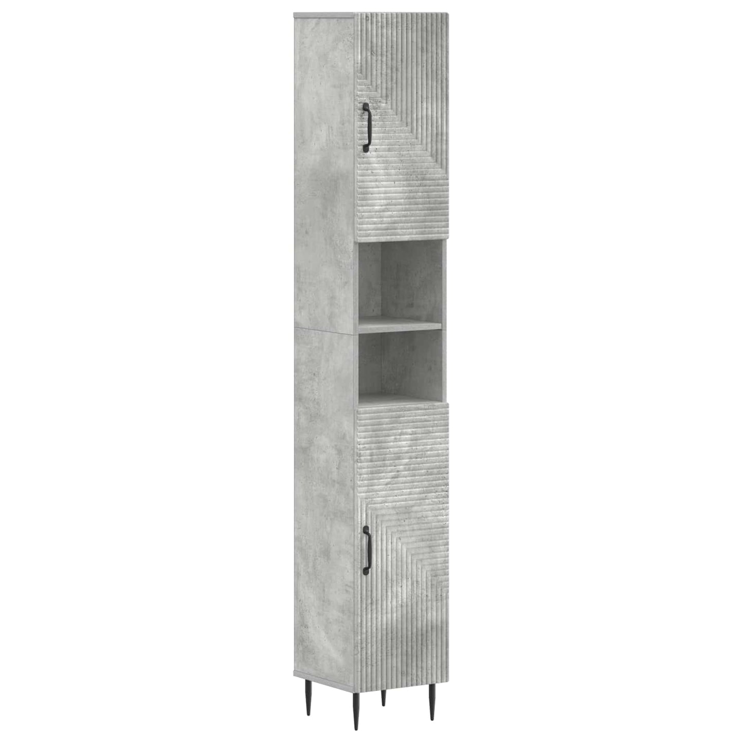 Bathroom Cabinet with Open Shelf HAARLEM Concrete Grey
