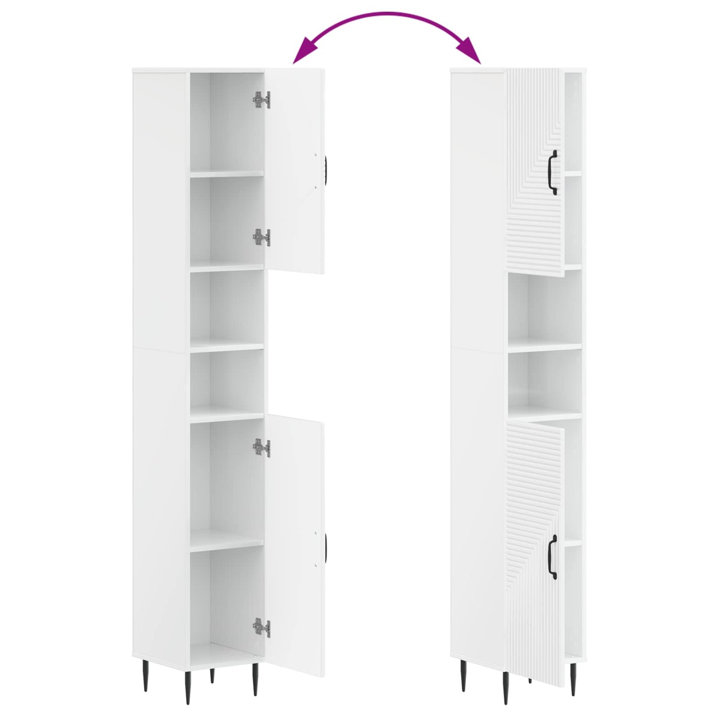 Bathroom Cabinet with Open Shelf HAARLEM High Gloss White