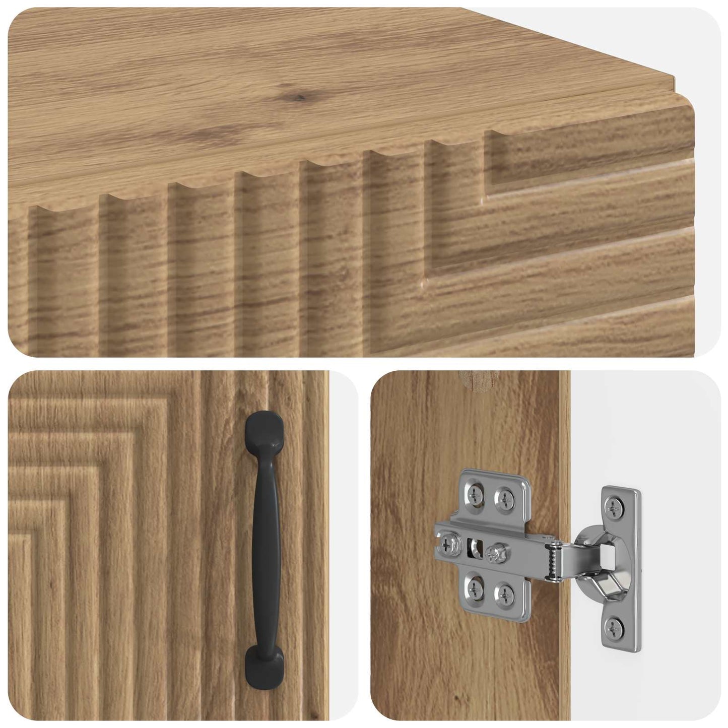 Bathroom Cabinet with Open Shelf HAARLEM Artisan Oak