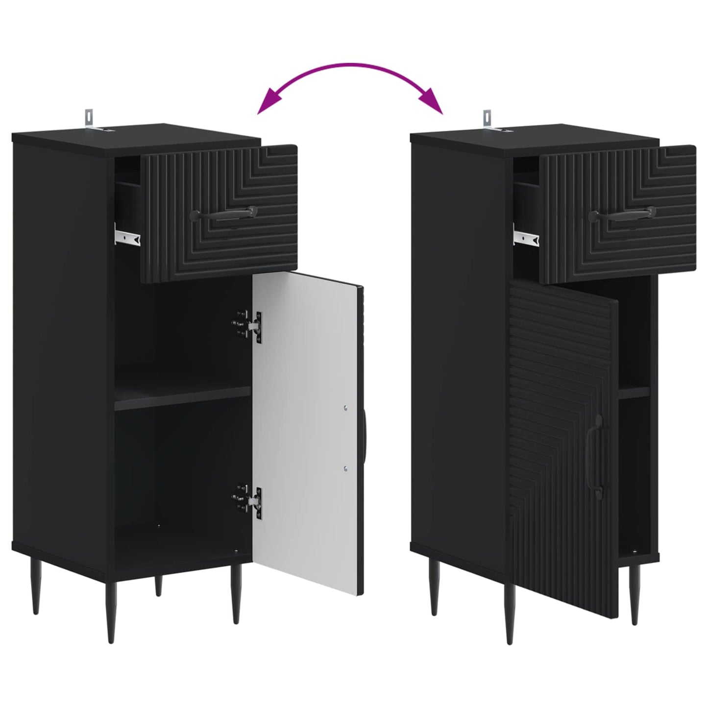 Bathroom Storage Cainet HAARLEM Black 30 x 31 x 80 cm