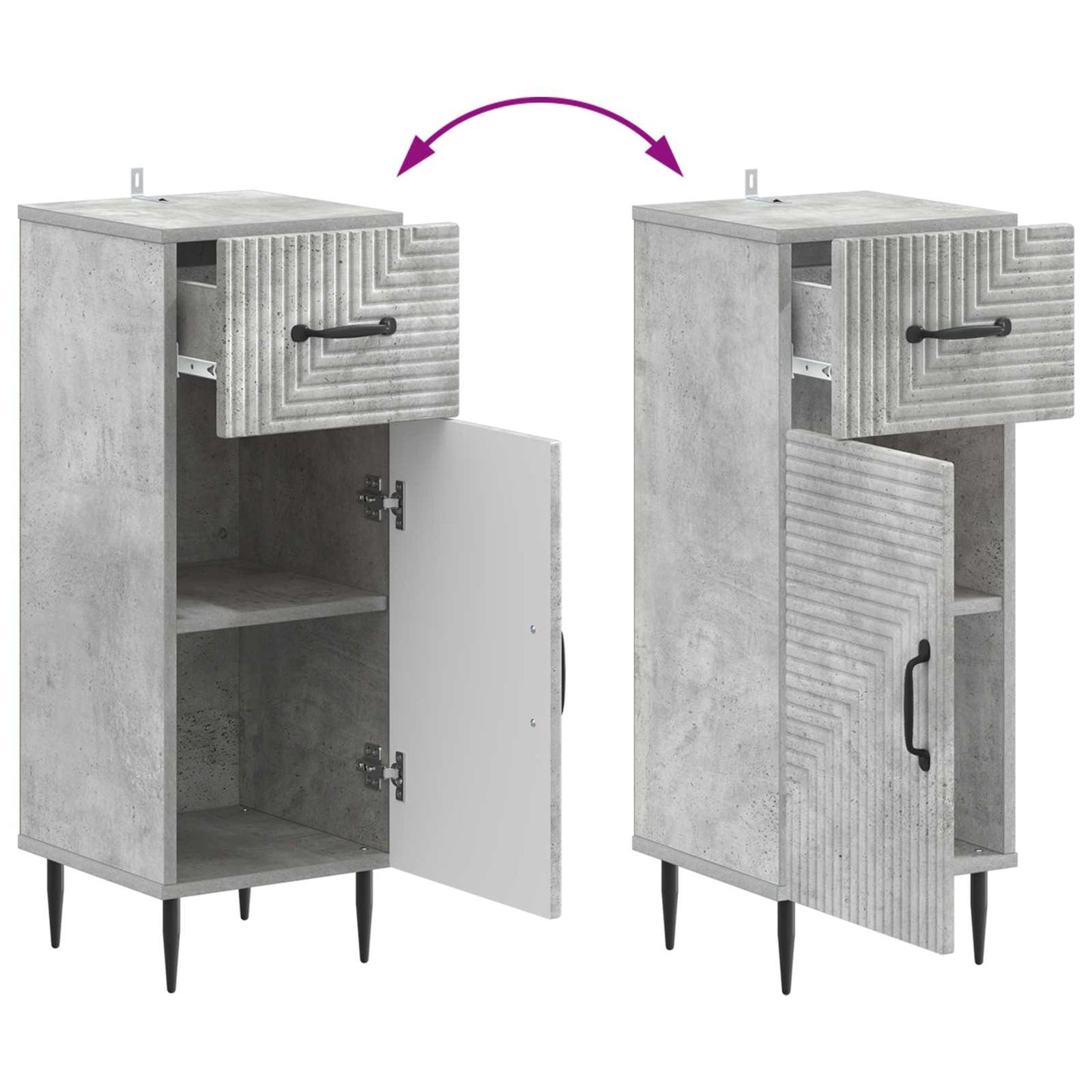 Bathroom Storage Cainet HAARLEM Concrete Grey 30 x 31 x 80 cm