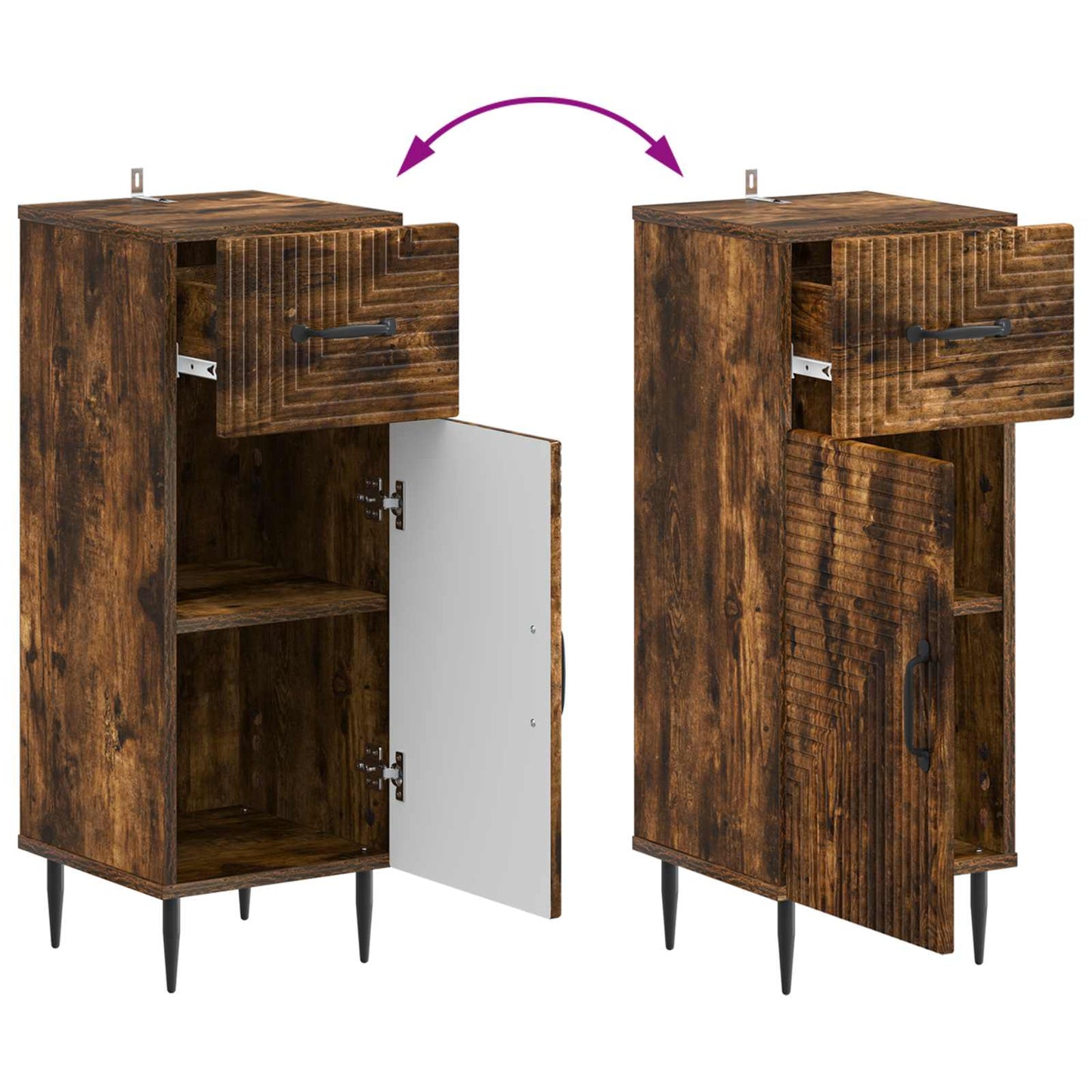 Bathroom Storage Cainet HAARLEM Smoked Oak 30 x 31 x 80 cm
