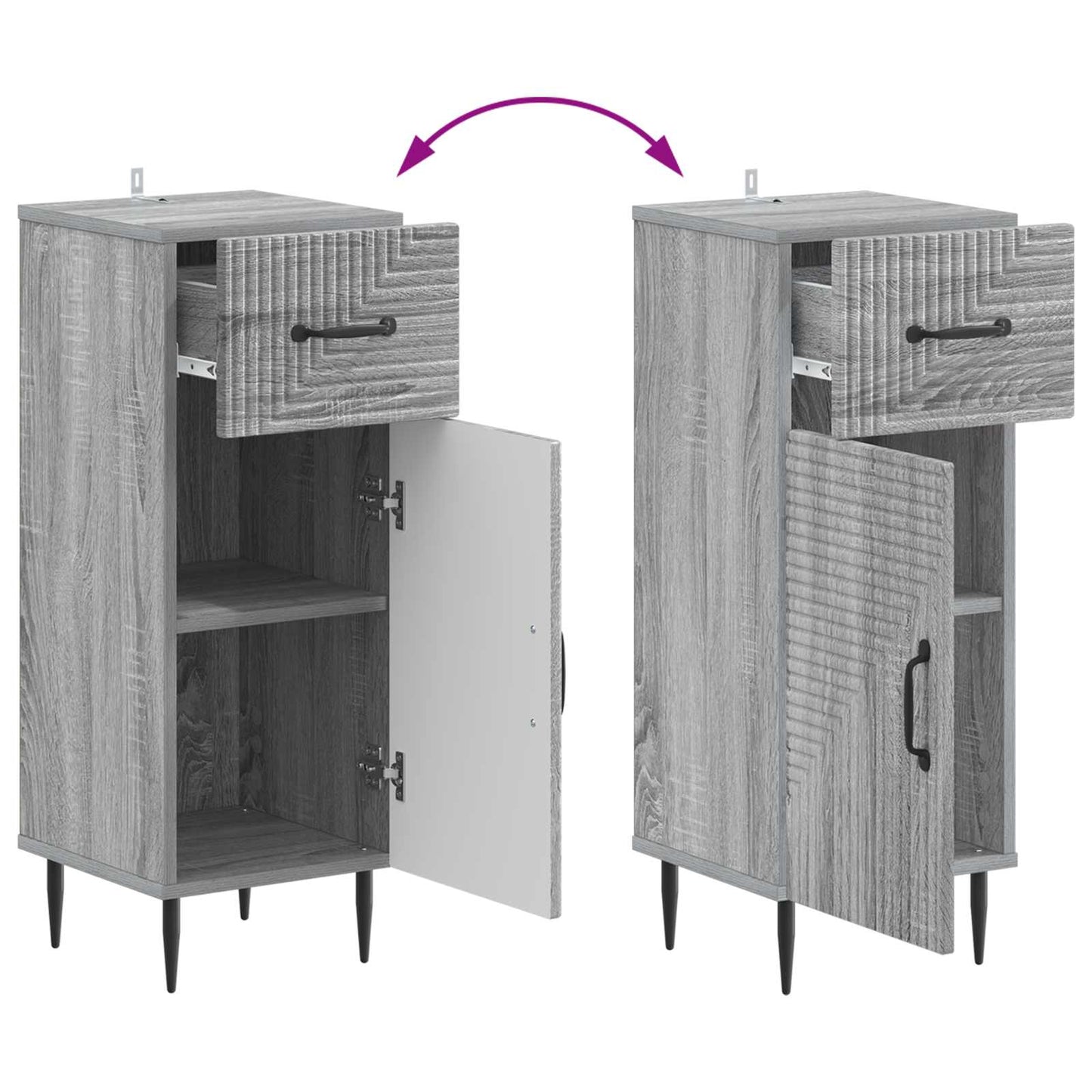 Bathroom Storage Cainet HAARLEM Grey Sonoma 30 x 31 x 80 cm
