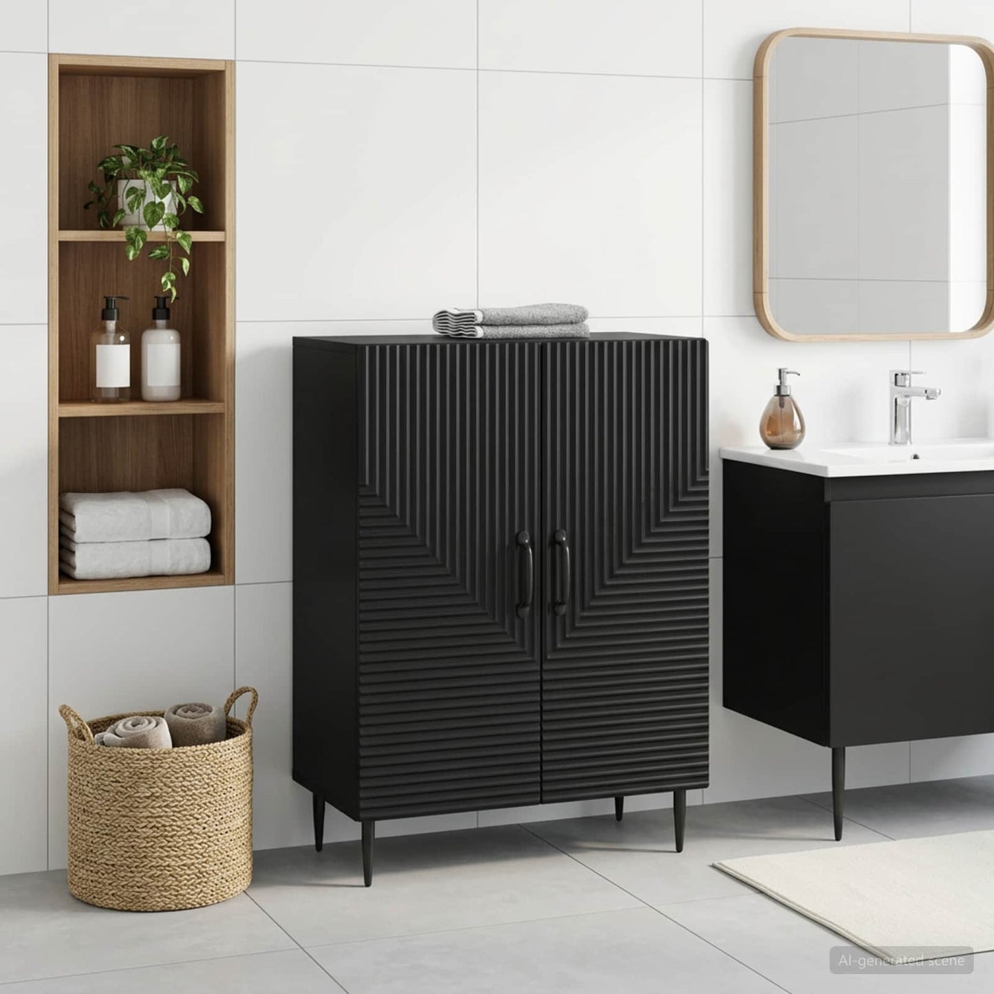 Bathroom Storage Cainet HAARLEM Black 59.5 x 31 x 80 cm