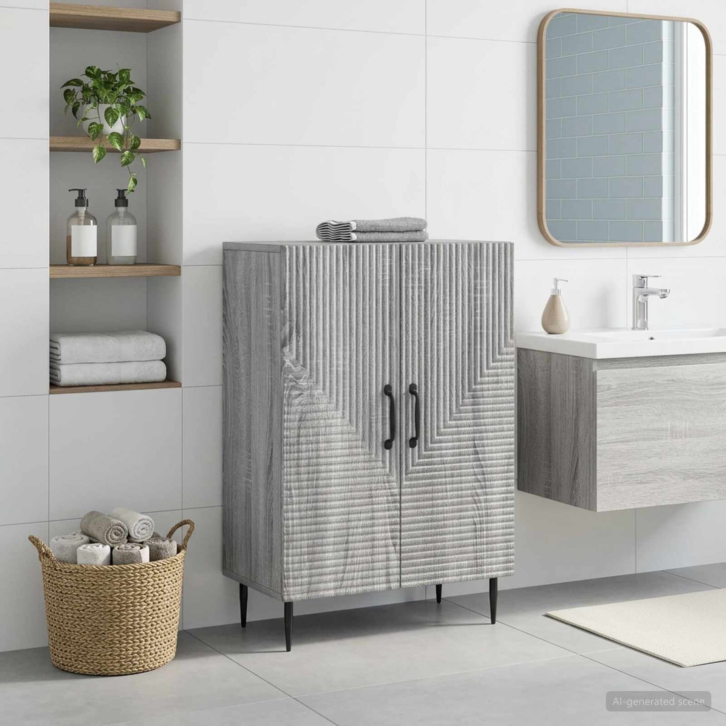 Bathroom Storage Cainet HAARLEM Grey Sonoma 59.5 x 31 x 80 cm