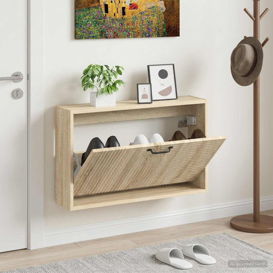 Wall-Mounted Shoe Cabinet HAARLEM 71 x 17 x 43 cm Sonoma Oak