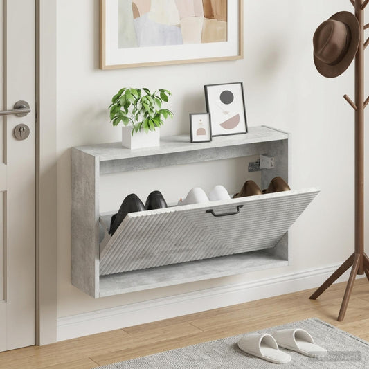Wall-Mounted Shoe Cabinet HAARLEM 71 x 17 x 43 cm Concrete Grey