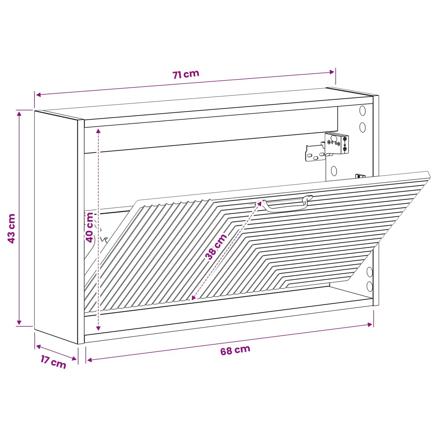 Wall-Mounted Shoe Cabinet HAARLEM 71 x 17 x 43 cm Concrete Grey
