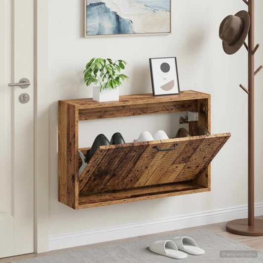 Wall-Mounted Shoe Cabinet HAARLEM 71 x 17 x 43 cm Old Wood