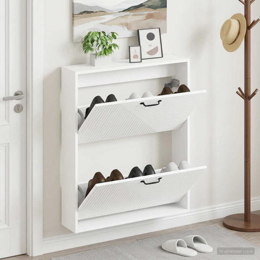 Wall-Mounted Shoe Cabinet HAARLEM 71 x 17 x 86 cm White