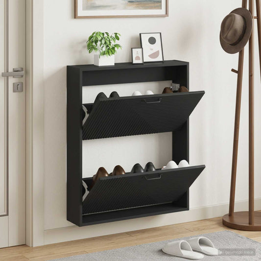 Wall-Mounted Shoe Cabinet HAARLEM 71 x 17 x 86 cm Black
