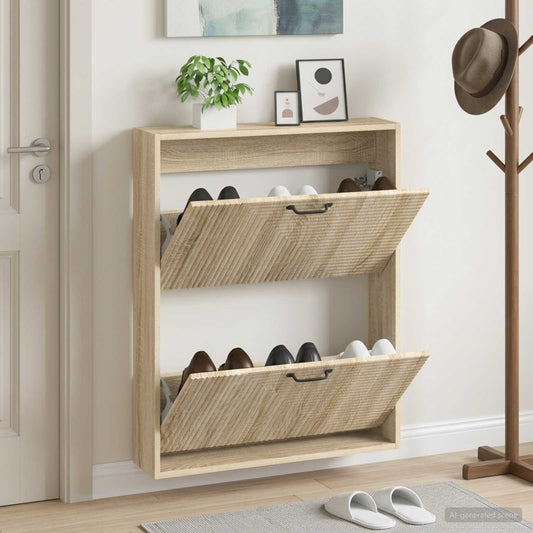 Wall-Mounted Shoe Cabinet HAARLEM 71 x 17 x 86 cm Sonoma Oak